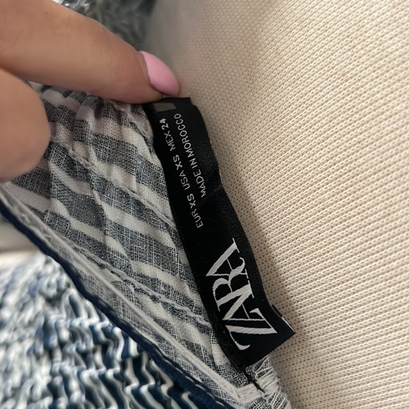 ZARA cropped top with elastic detail navy/white - Picture 7 of 7